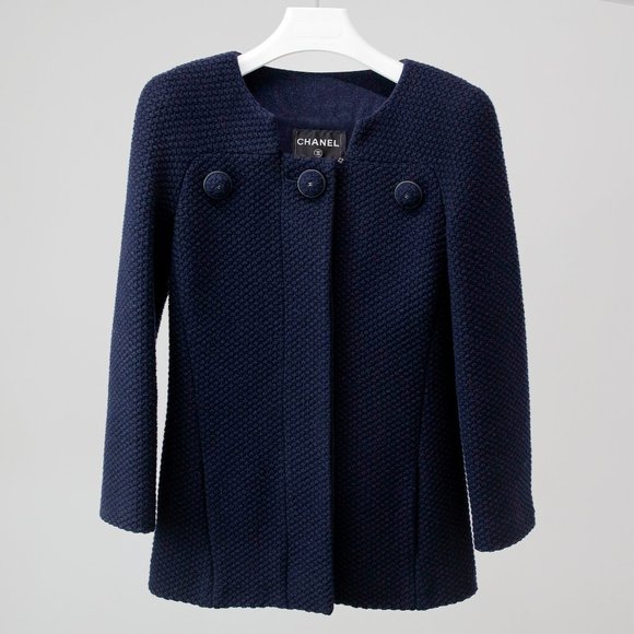 Chanel Navy Wool Mod Coat - Picture 1 of 14